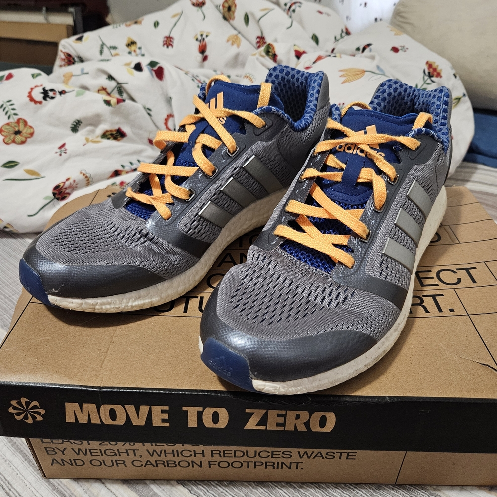 Adidas Climachill Rocket Boost Gray/Blue/Yellow Mens 10 Running Sneakers
